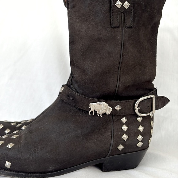 Donald J. Pliner Vero Cuoio Black Suede Silver Studded Western Boots Women’s 7 - Picture 2 of 10